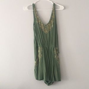 Green with gold pattern Romper